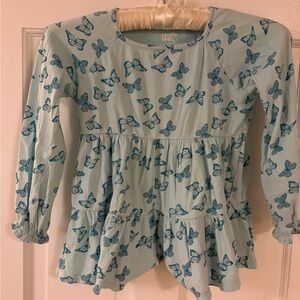 Lands' End Light Blue Dress with Butterfly Pattern